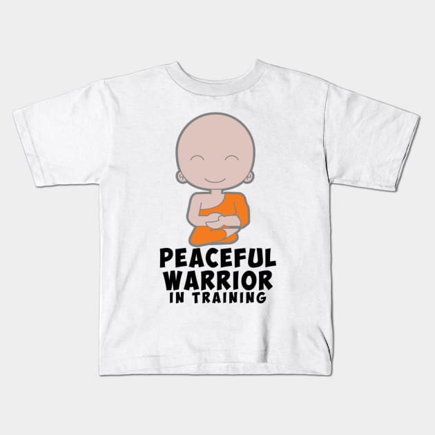 Peaceful Warrior in Training Kids T-Shirt by Markaneu